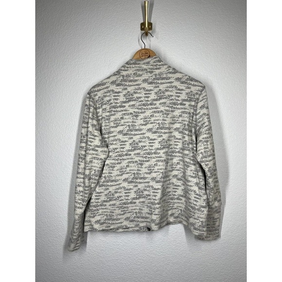 Zyia XL Cream Combo Zip Front Jacket Gray Ivory Textured Stretch Knit - Picture 3 of 4
